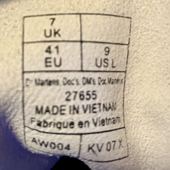 Dr Martens Women's 9 Leather Boots Cream Pink Combat Lace Up Doc 27655 Wedding - Picture 10 of 11